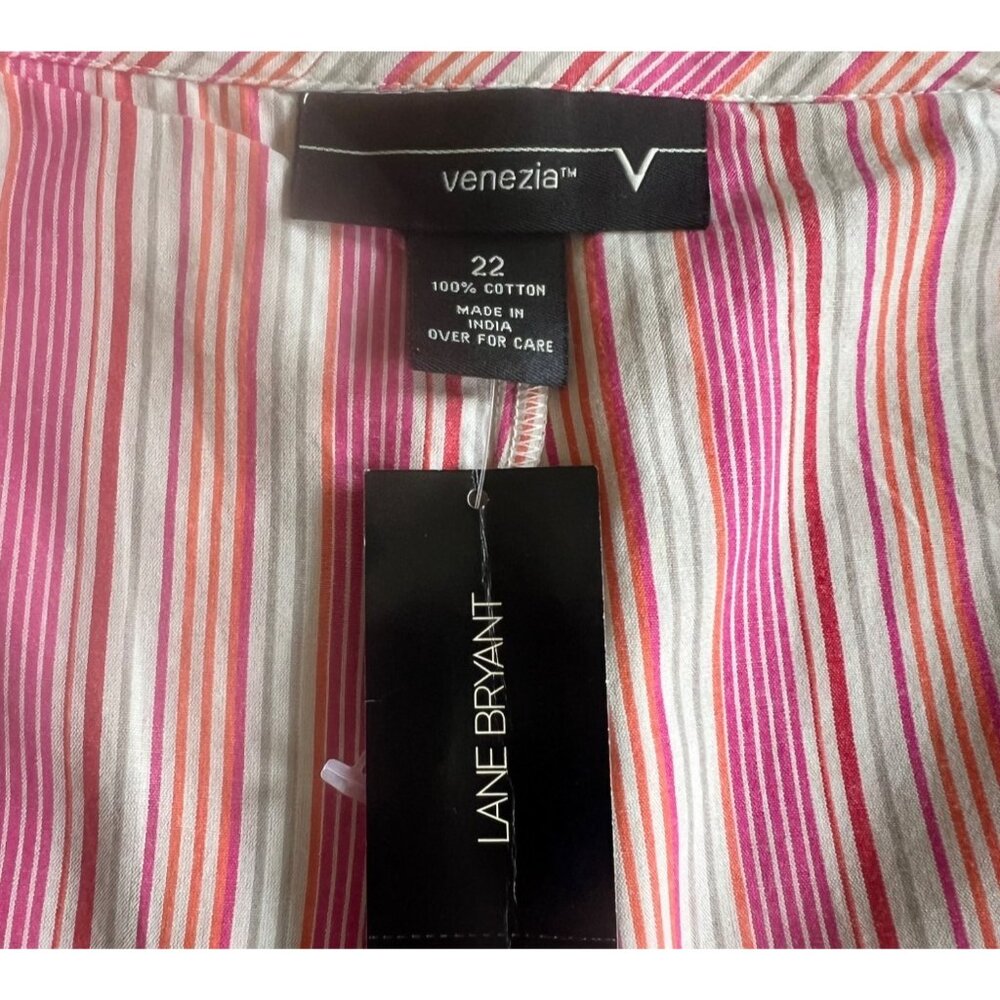 Venezia Womens Pink & White Striped Shorts Skirt With Ruffle Hem Size 22 - Picture 9 of 11